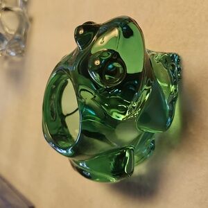 Vintage Indiana Green Glass frog votive